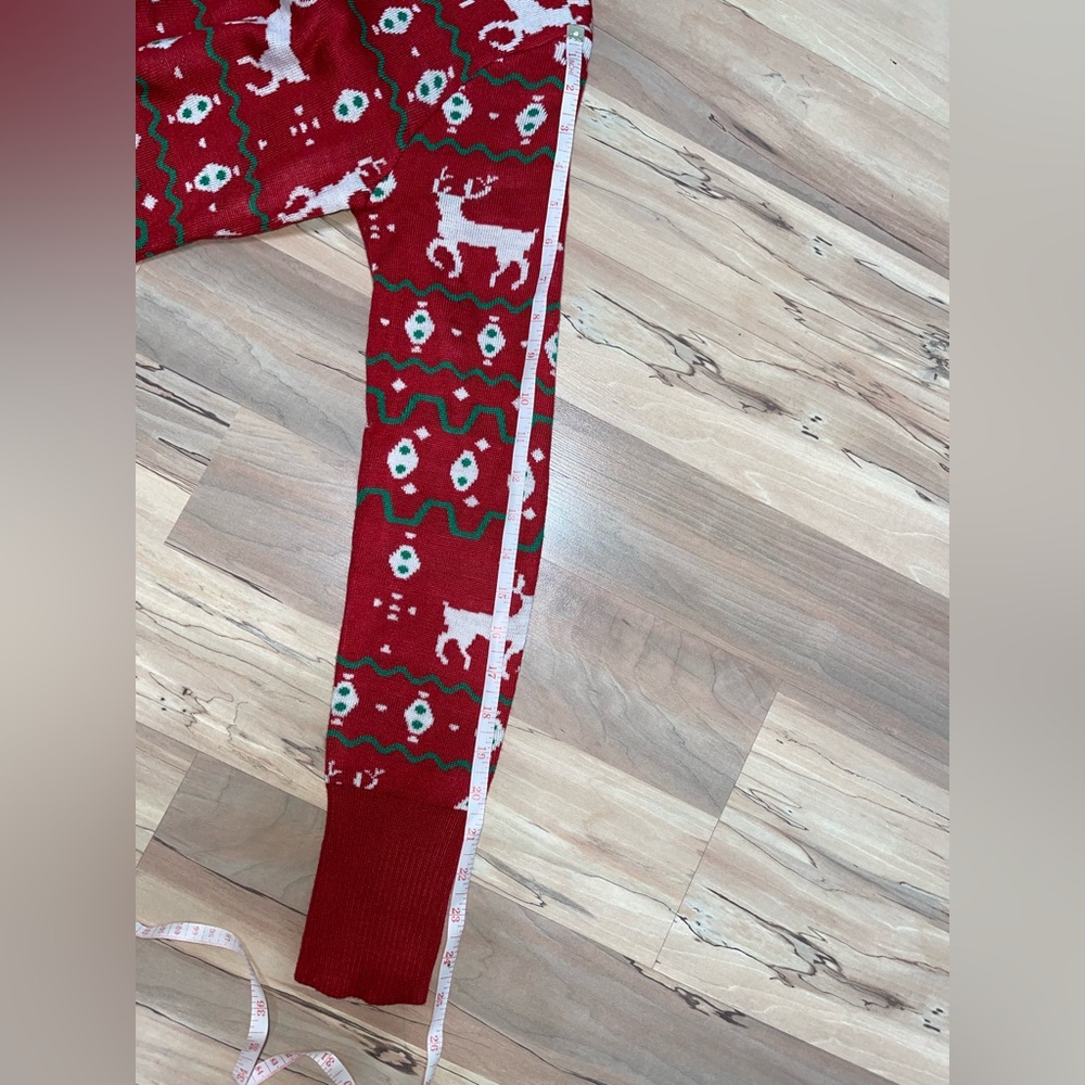 Women’s Tipsy Elves XS Red Reindeer Gaudy Garland Christmas Sweater Dress - Picture 5 of 6